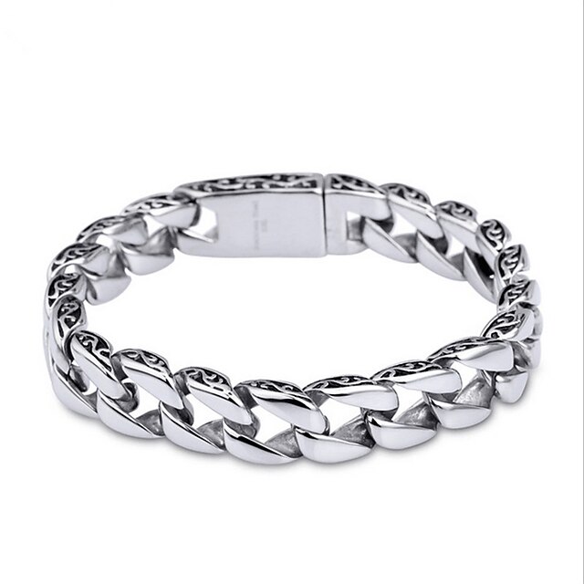  Men's Chain Bracelet Unique Design Fashion Simple Style Stainless Steel Bracelet Jewelry Silver For Christmas Gifts Casual Daily