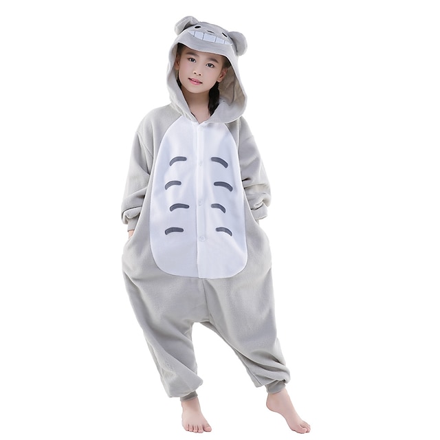  Kigurumi-pyjamas Børne Anime Totoro Onesie-pyjamas Polarfleece Grå Cosplay Til Drenge og piger Nattøj Med Dyr Tegneserie Festival / ferie Kostumer / Trikot / Heldragtskostumer