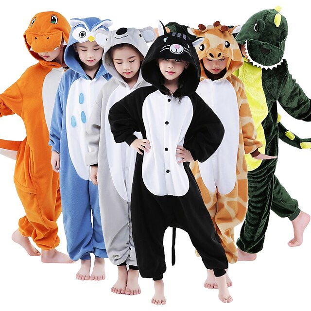  Kid's Kigurumi Pajamas Animal Giraffe Onesie Pajamas Flannel Toison Green / White / Brown Cosplay For Boys and Girls Animal Sleepwear Cartoon Festival / Holiday Costumes / Leotard / Onesie