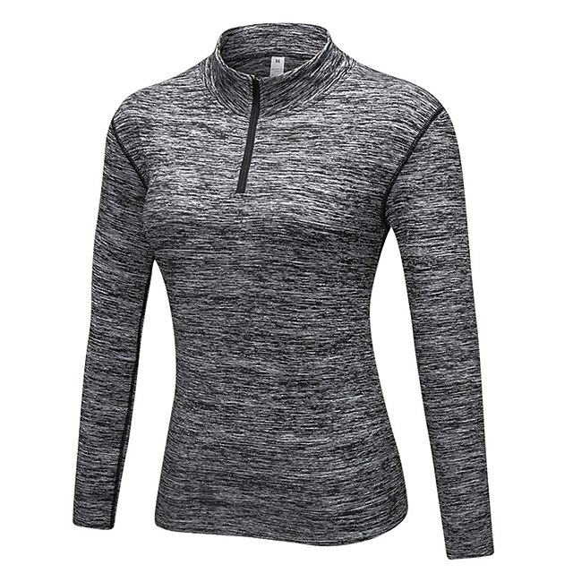  YUERLIAN Women's Long Sleeve Compression Shirt Zip Top Base Layer Top Athletic Breathability Exercise & Fitness Running Walking Jogging Sportswear Solid Colored Dark Grey Blue Grey Burgundy Black
