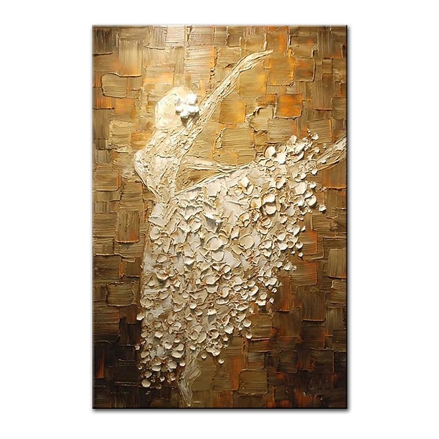  Pintura al óleo hecha a mano pintada a mano arte de la pared mujer bailarina decoración abstracta del hogar decoración marco estirado listo para colgar