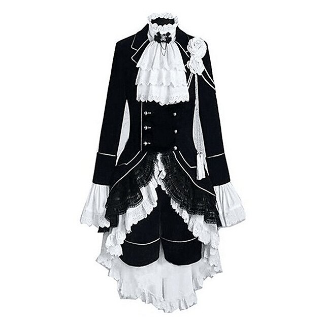  Inspired by Black Butler Ciel Phantomhive Anime Cosplay Costumes Japanese Patchwork Color Block Outfits Vest Shirt Skirt Long Sleeve For Women's Men's / Headpiece / Headpiece