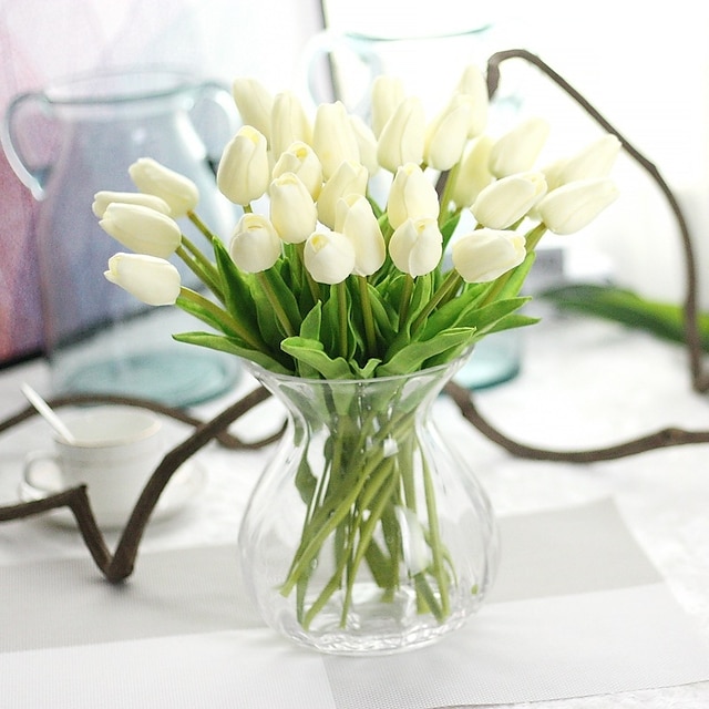  fleurs artificielles 10 branches tulipes de fête rustique fleur éternelle fleur de table 32cm