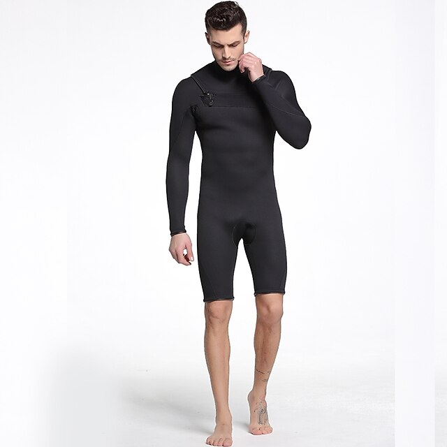  SBART Men's Shorty Wetsuit 3mm SCR Neoprene Diving Suit Anatomic Design Long Sleeve Front Zip Solid Colored Autumn / Fall Winter Spring / Summer / Micro-elastic / Athletic