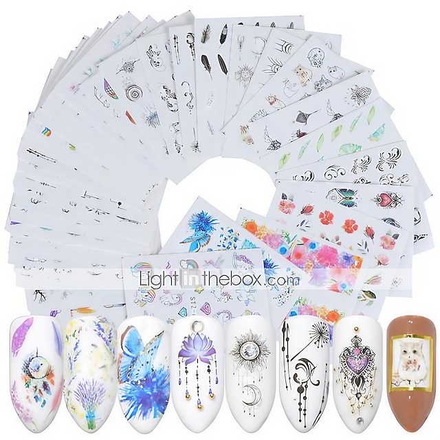  40 pcs Full Nail Stickers nail art Manicure Pedicure Creative Nail Decals Daily Wear / Festival