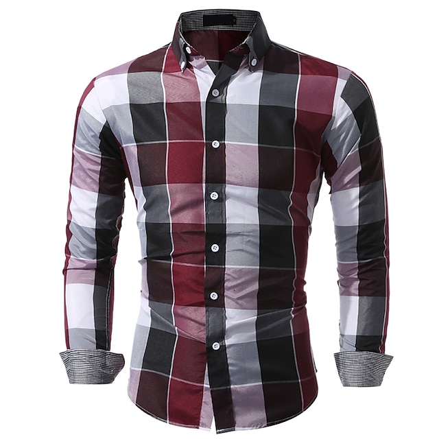  Classic Collar Plaid Shirt