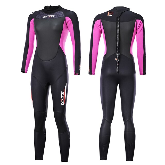 ZCCO Women's 3mm Full Wetsuit Diving Suit SCR Neoprene High Elasticity Thermal Warm UPF50+ Breathable Back Zip Long Sleeve Full Body - Patchwork Swimming Diving Surfing Scuba Spring Summer Winter