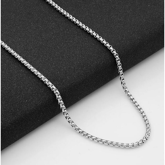  Men's Chain Necklace Single Strand Baht Chain Mariner Chain European Titanium Steel Silver 55 cm Necklace Jewelry 1pc For Daily