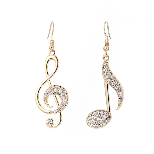  Women's Mismatch Earrings Hanging Earrings Cubic Zirconia Music Music Notes Mismatched Pave Ladies Simple Elegant Casual / Sporty French Blinging Earrings Jewelry Silver / Gold / Rose For 1 Pair