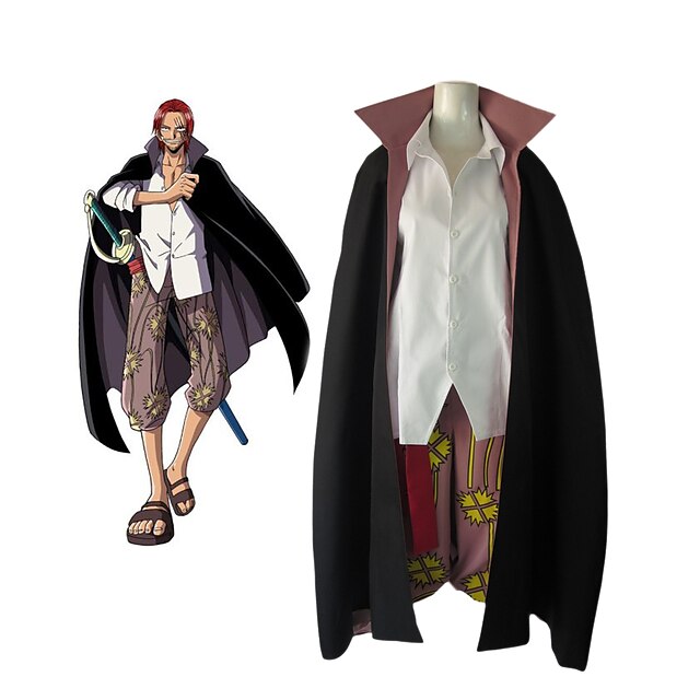  Inspired by One Piece Shanks Anime Cosplay Costumes Japanese Color Block Cosplay Suits Blouse Pants Cloak Long Sleeve For Men's