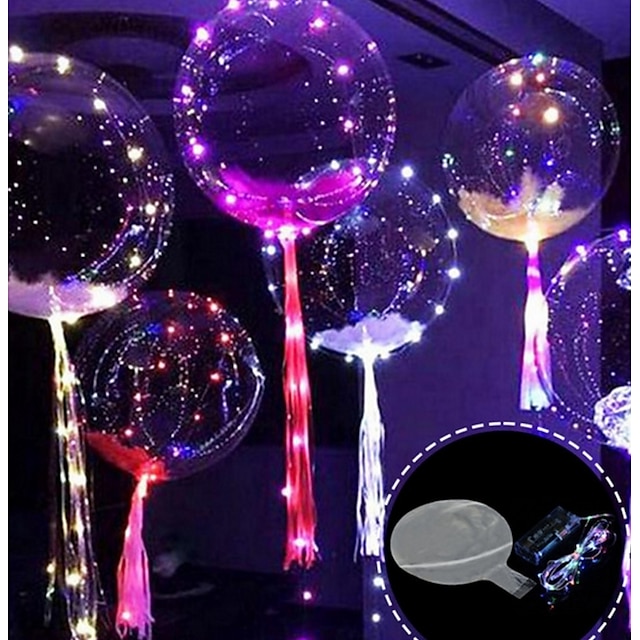 lysende gennemsigtig boboboble balloner førte lyser op balloner jul bryllupsfødselsdagsfest dekoration heliumballon