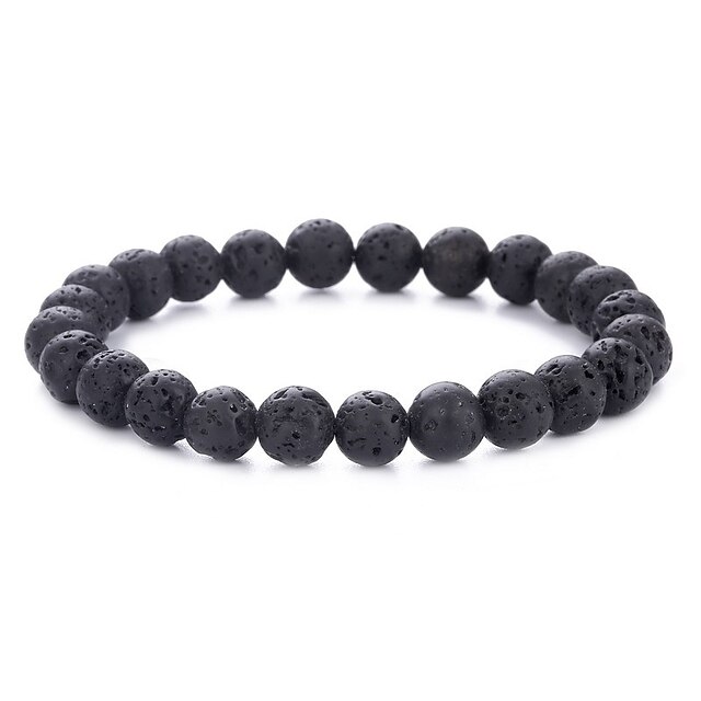  Men's Natural Stone Bead Bracelet Vintage Style Creative Natural Fashion Stone Bracelet Jewelry Black For Daily Going out