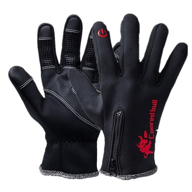 Winter Bike Gloves / Cycling Gloves Ski Gloves Mountain Bike MTB Thermal / Warm Touch Screen Waterproof Windproof Full Finger Gloves Touch Screen Gloves Sports Gloves Fleece Black for Adults' Ski