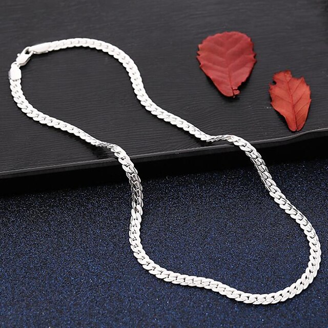  Men's Choker Necklace Chain Necklace Classic Braided Faith Skateboard Fashion Hip-Hop Boho S925 Sterling Silver Silver 50 cm Necklace Jewelry 1pc For Going out Bar / Long Necklace
