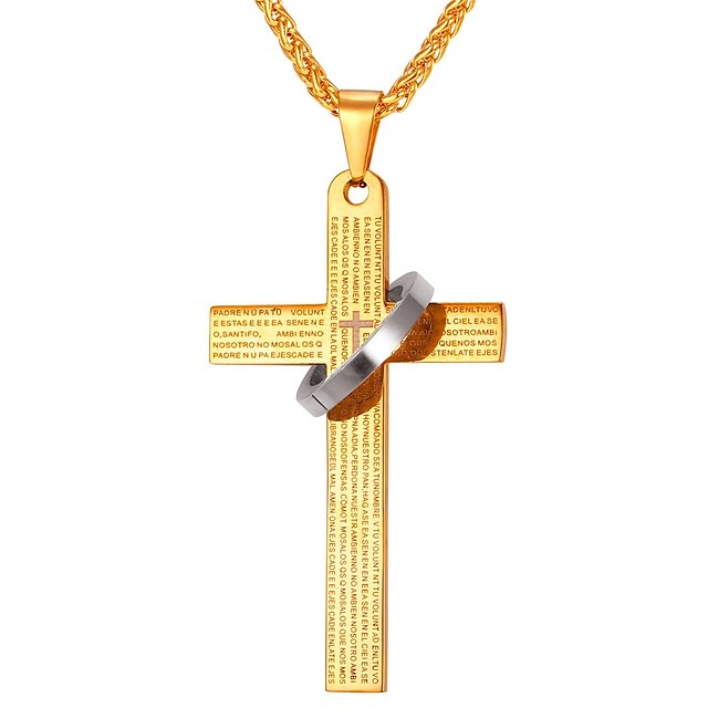 Men's Pendant Necklace Classic Cross Circle Cross Vintage Classic faith Stainless Steel Blue Silver Gold Black 55 cm Necklace Jewelry 1pc For Gift Daily