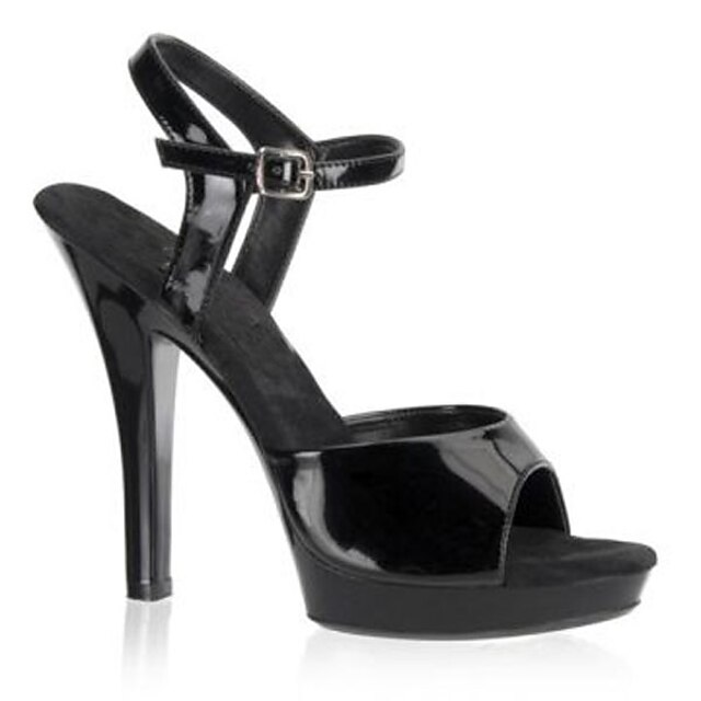  Women's Heels Plus Size Stiletto Heel Open Toe Dress Party & Evening Patent Leather Leatherette Buckle Summer Black Red Gray