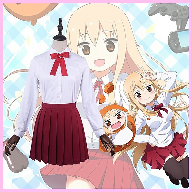  Inspired by Himouto Schoolgirls Umaru Doma Anime Cosplay Costumes Japanese Solid Color Cosplay Suits School Uniforms Cravat Shirt Skirt Long Sleeve For Men's Women's