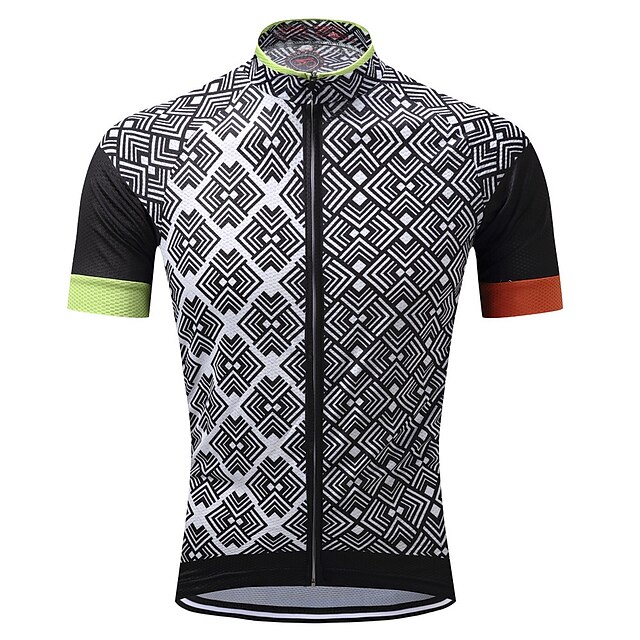  Men's Cycling Jersey Short Sleeve - Summer Polyester Black Plaid Checkered Bike Quick Dry Moisture Wicking Back Pocket Jersey Sports Mountain Bike MTB Road Bike Cycling Plaid Checkered Clothing