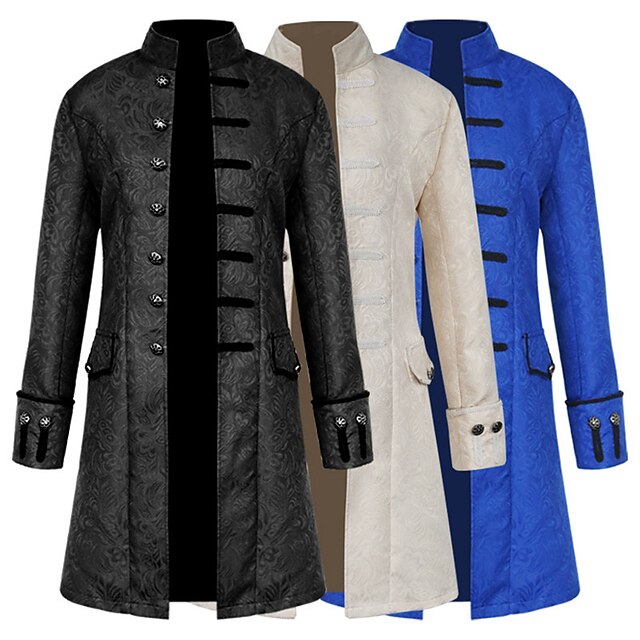  Retro Vintage Royal Style Punk & Gothic Medieval Coat Outerwear Prince Plague Doctor Nobleman Men's Jacquard Stand Collar Christmas Party Prom Adults' Coat Autumn / Fall