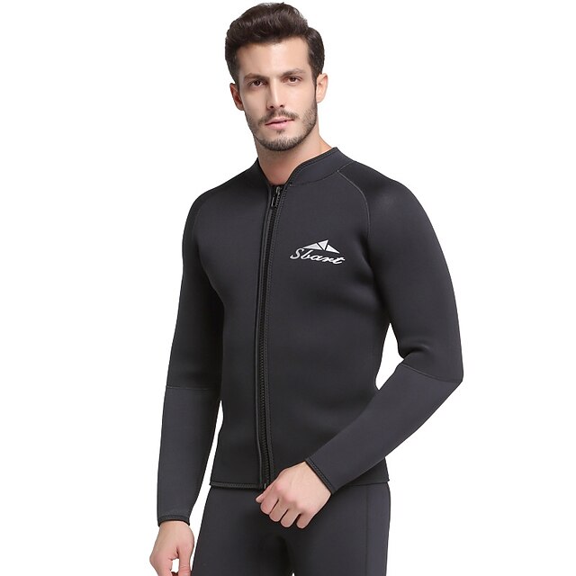  SBART Men's Wetsuit Top 5mm SCR Neoprene Top Thermal Warm Quick Dry Micro-elastic Long Sleeve Front Zip - Swimming Diving Surfing Scuba Autumn / Fall Winter Spring / Summer / Athleisure