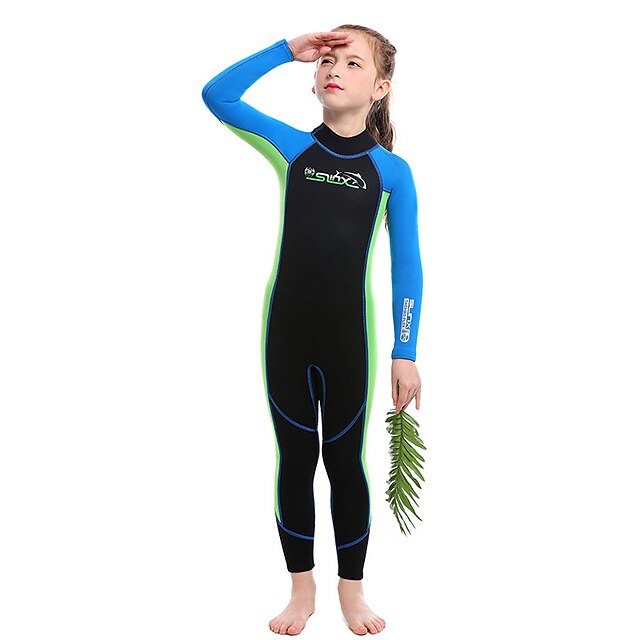 SLINX Boys' Girls' Full Wetsuit 2mm SCR Neoprene Diving Suit Thermal / Warm UV Resistant Quick Dry Long Sleeve Back Zip - Diving Water Sports Patchwork Autumn / Fall Spring Summer / Winter / Kids