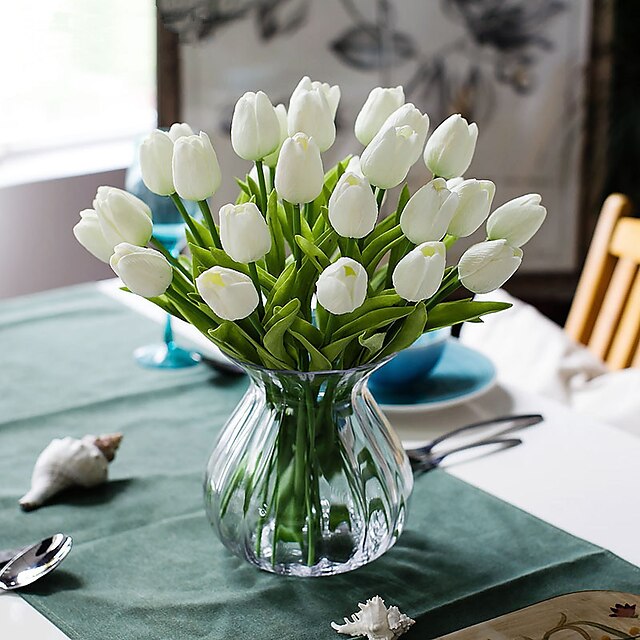  fleur artificielle en plastique de table européenne 10 bouquet 33cm