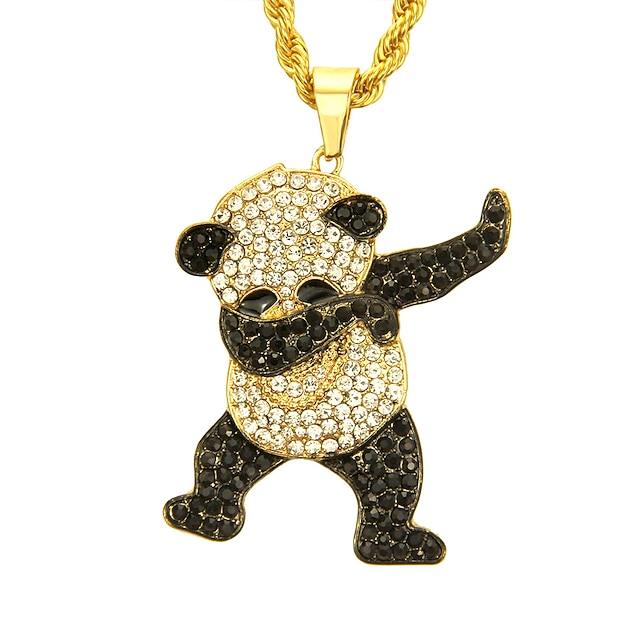  Men's Cubic Zirconia Pendant Necklace Panda Fashion Modern European Trendy Chrome Silver Gold 76 cm Necklace Jewelry 1pc For Street Daily Club