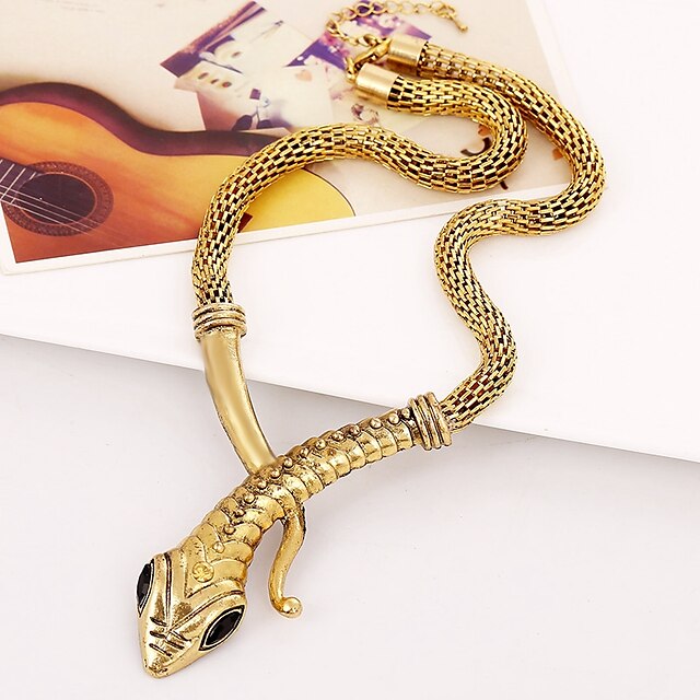  Women's Choker Necklace Snake Chrome Silver Gold 45+5 cm Necklace Jewelry 1pc For Carnival