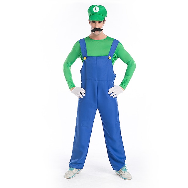 Uniforms Mario Cosplay Costume Hat Masquerade Costume Men's Adults' Party / Evening Halloween Christmas Halloween Carnival Festival / Holiday Polyster Green / Red Men's Women's Male Easy Carnival