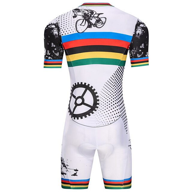 Malciklo Men's Women's Short Sleeve Triathlon Tri Suit White Bike