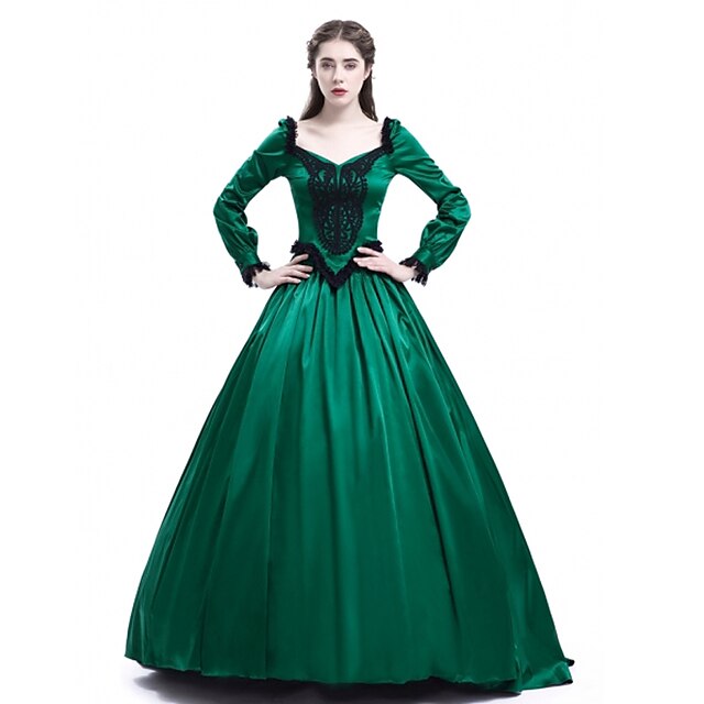  Princess Maria Antonietta Floral Style Rococo Victorian Renaissance Vacation Dress Dress Party Costume Masquerade Women's Lace Costume Green Vintage Cosplay 3/4 Length Sleeve Christmas Halloween