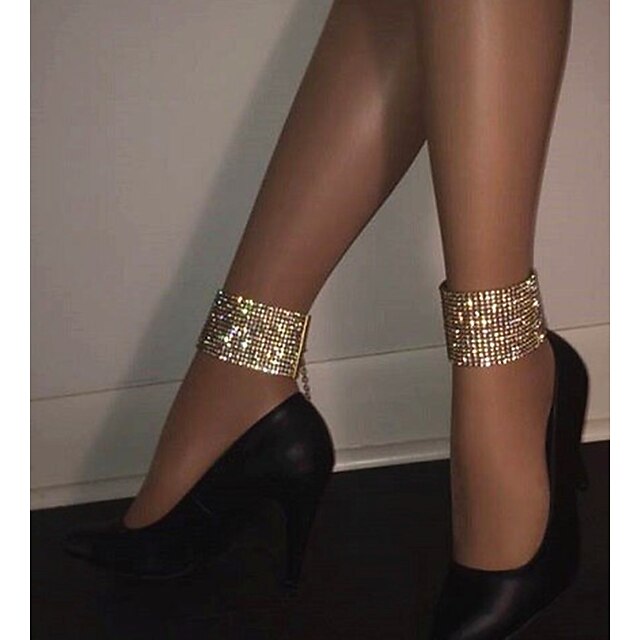 tornozeleira Luxo Mulheres Bijuteria de Corpo Para Diário Carnaval Imitações de Diamante Prata Dourado 1pç