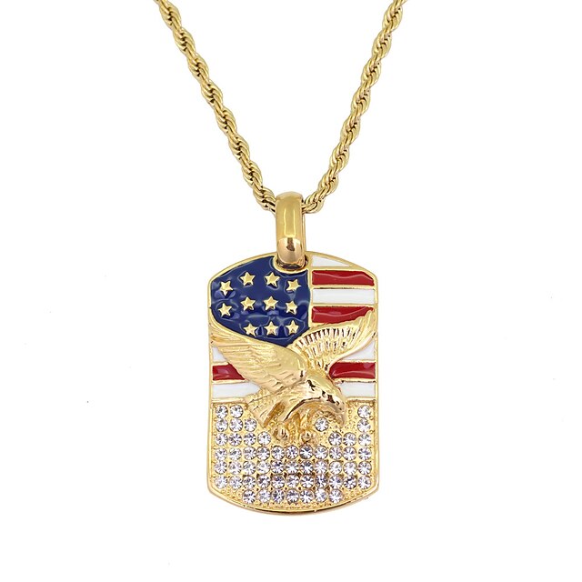  Men's Pendant Necklace American flag Eagle Flag Patriotic Jewelry European Trendy Casual / Sporty Stainless Steel Gold 60 cm Necklace Jewelry 1pc For Gift Daily Festival