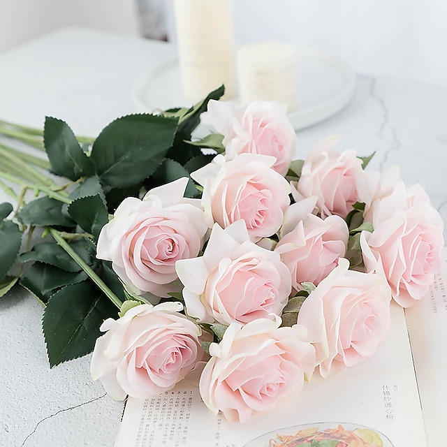  fleur artificielle bouquet de mariage en plastique bouquet de fleurs de table 1 branche 43cm