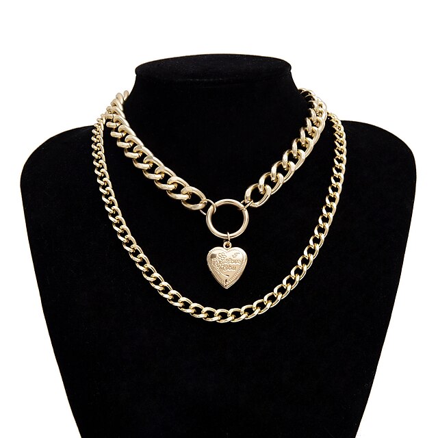  Men's Women's Silver Choker Necklace Chain Necklace Rope Totem Series XOXO Shell Statement Punk Trendy Rock Chrome Silver Gold Silver 40 cm Necklace Jewelry 1pc For Street Carnival Club Festival
