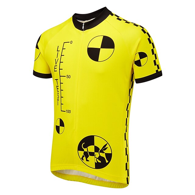  21Grams Men's Cycling Jersey Short Sleeve Bike Jersey Top with 3 Rear Pockets Breathable Quick Dry Moisture Wicking Mountain Bike MTB Road Bike Cycling Yellow Novelty Sports Clothing Apparel