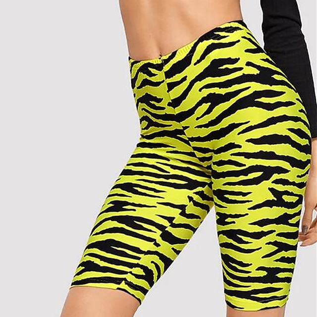  21Grams® Zebra Women's Cycling Shorts - Black / Yellow Bike Breathable Quick Dry Moisture Wicking Bottoms Sports Terylene Lycra Mountain Bike MTB Clothing Apparel / Stretchy / Athleisure / Race Fit