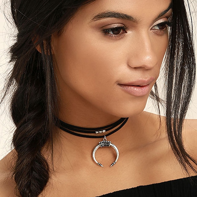  Damen Halsketten Stoff Schwarz 30+7 cm Modische Halsketten Schmuck 1pc Für Geschenk