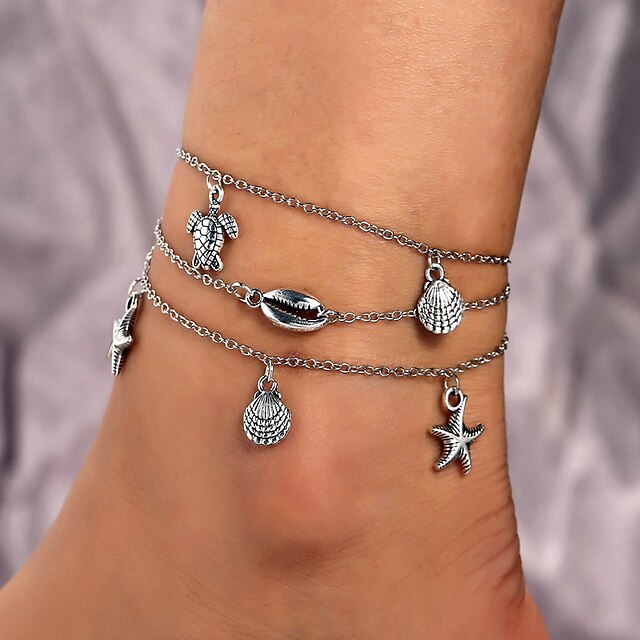  Ankle Bracelet Women's Body Jewelry For Party Daily Alloy Silver 1pc