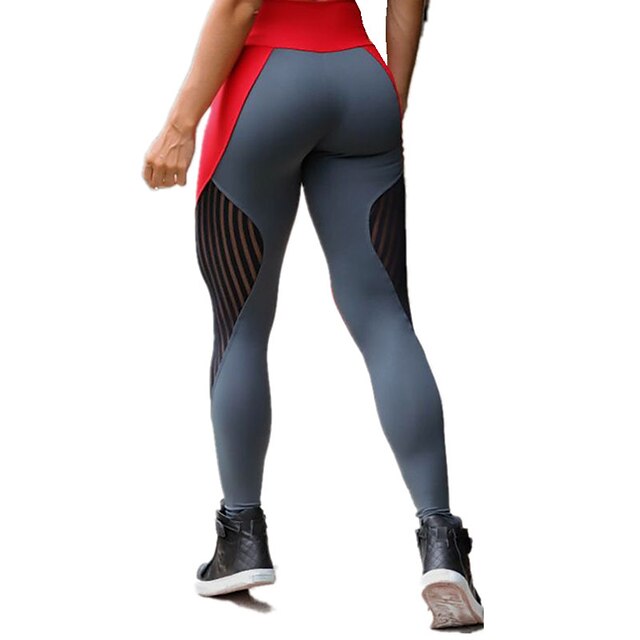  Femme Taille haute Pantalon de yoga Legging Lifting des fesses Respirable Evacuation de l'humidité Grise Maille Aptitude Exercice Physique Fonctionnement Hiver Des sports Tenues de Sport Elastique