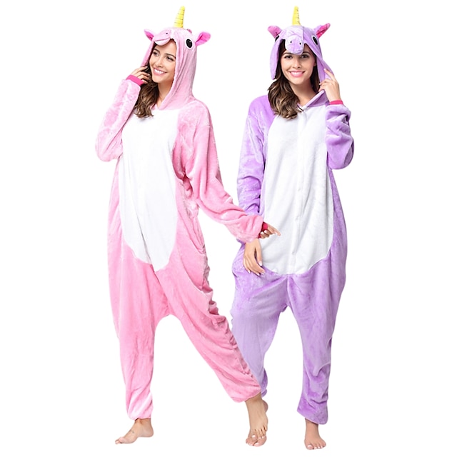  Adults' Kigurumi Pajamas Unicorn Unicorn Animal Onesie Pajamas Funny Costume Flannel Toison Cosplay For Men and Women Christmas Animal Sleepwear Cartoon