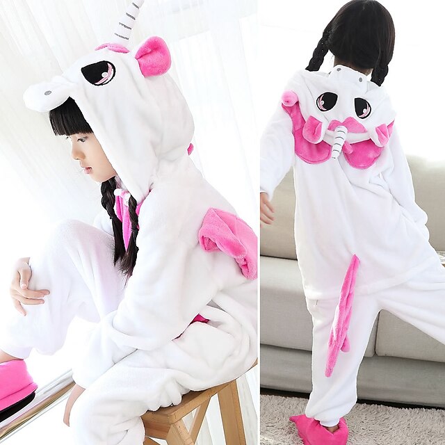  Børne Kigurumi-pyjamas enhjørning Kat Tiger Dyr Onesie-pyjamas Flannel Cosplay Til Drenge og piger Halloween Nattøj Med Dyr Tegneserie