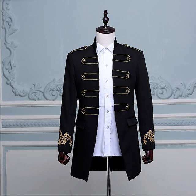  Elegant Classical Retro Vintage Vintage Inspired Medieval Coat Masquerade Outerwear Prince Aristocrat Men's Slim Fit Ball Gown New Year Party Masquerade Cocktail Party Coat Spring