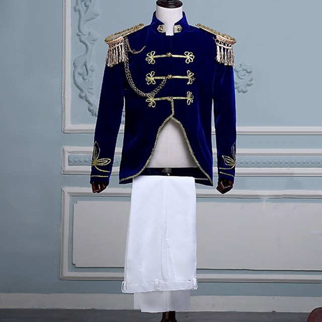  Retrò vintage Medievale Cappotto Pantalone Completi Stile Carnevale di Venezia Soprabiti Principe Aristocratico Per uomo Pantalone Feste Cappotto