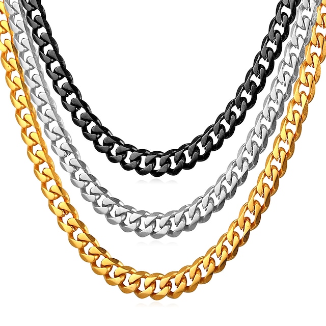  Men's Chain Necklace Cuban Link Mariner Chain Fashion Hip Hop Stainless Steel Silver Gold Black 55 cm Necklace Jewelry 1pc For Gift Daily