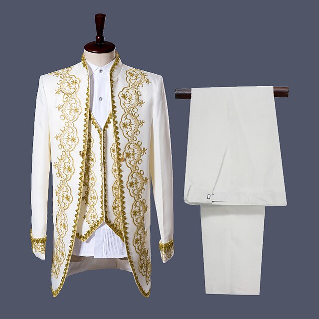  Retro Vintage Medieval Coat Pants Vest Outerwear Prince Aristocrat Men's Print Jumpsuit / Pantsuit Party Queen's Platinum Jubilee 2022 Elizabeth 70 Years Coat