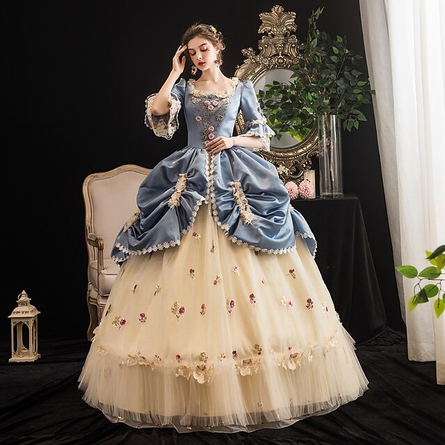 Rococo Victorian Medieval Vintage Dress Party Costume Prom Dress Floor Length Plus Size Bridal Women's Ball Gown Halloween Wedding Party Prom Dress Winter
