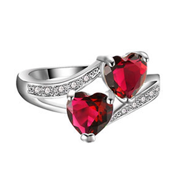  Ring AAA Cubic Zirconia Purple Red Blue Heart Silver-Plated 1pc Stylish 6 7 8 9 10 / Women's / Daily