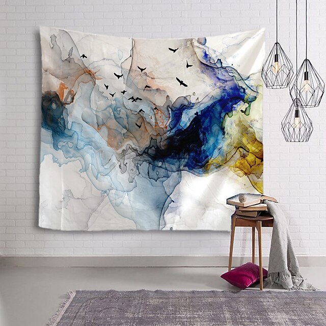  Chinese Ink Painting Style Wall Tapestry Art Decor Blanket Curtain Hanging Home Bedroom Living Room Decoration Abstract Bird Animal