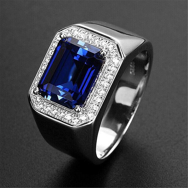  Men Ring Synthetic Sapphire Green Blue Platinum Plated Alloy 1pc Stylish Adjustable / Women's / Wedding / Gift / Daily